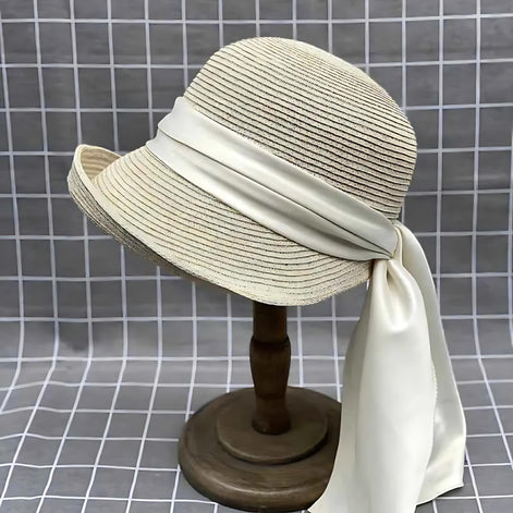 Japanese Ribbon Bucket Hat - Chic UV Protection for Women by Wave & Hang