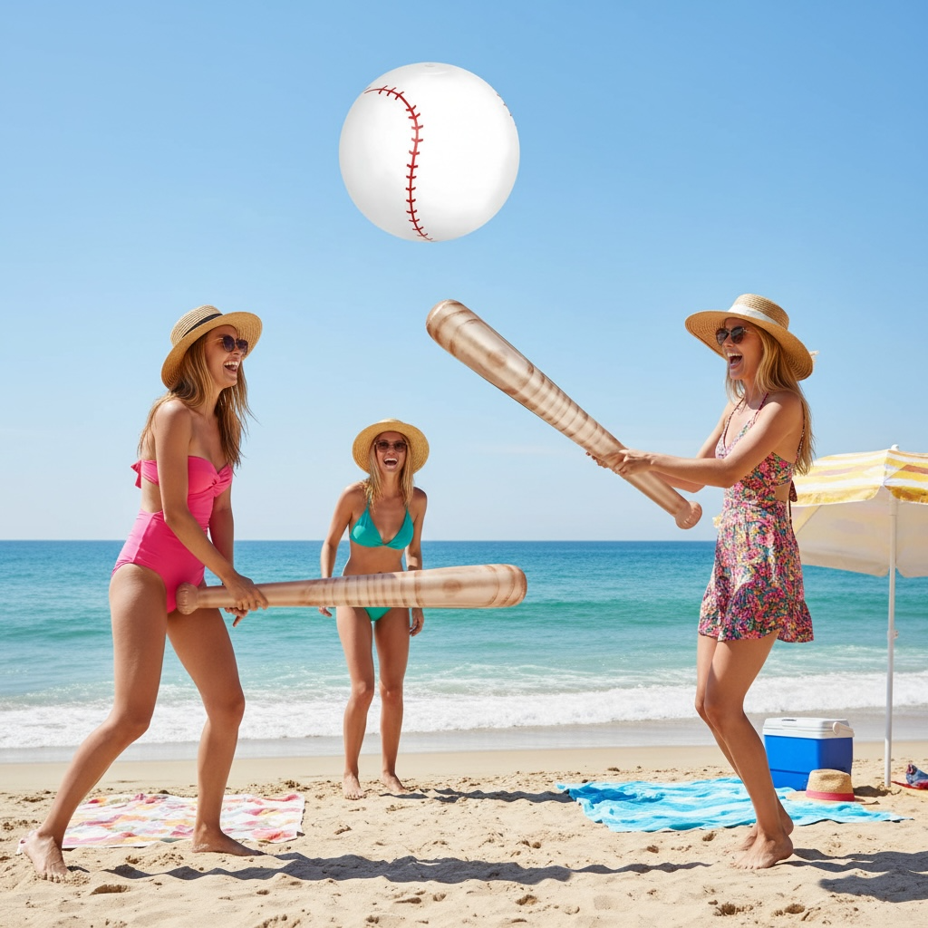 Lewtemi Baseball Beach Set - 3 Inflatable Pieces for Summer Fun