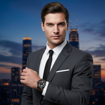 Men’s Waterproof Wheel Watch – Durable Stainless Steel Round Dial