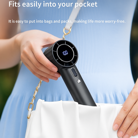 Portable Mini Handheld Fan USB Rechargeable Quiet With 6 Speeds Five Blade Cooling by Wave & Hang