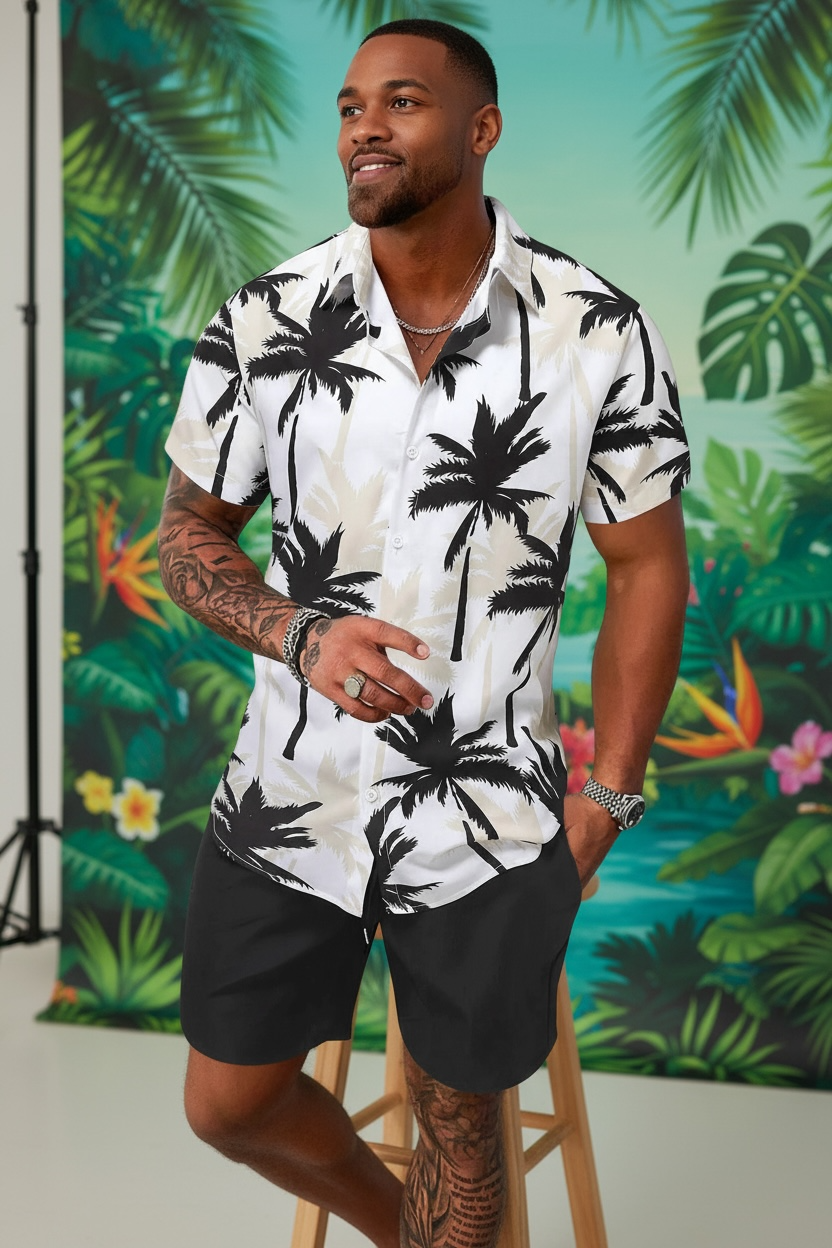 Men's 3D Print Beach Set | Tropical Style & Comfort by Wave & Hang