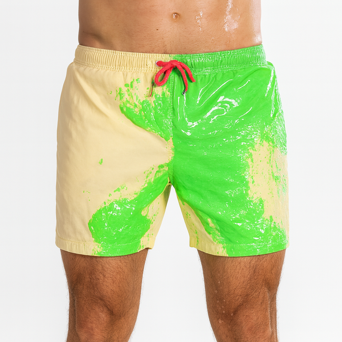 Color-Changing Beach Shorts – Heat & Water Reactive Swimwear by Wave & Hang