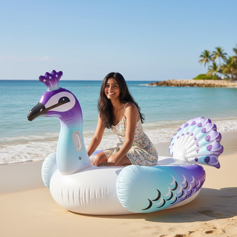 Inflatable Peacock Pool Float Giant Ride On 175x175 cm by Wave & Hang