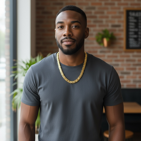 Byzantine Titanium Steel Necklace Set – Men’s Gold Chain Jewelry