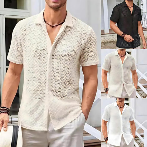 Men's Mesh Summer Shirt | Breathable Beachwear by TrendyStyle by Wave & Hang