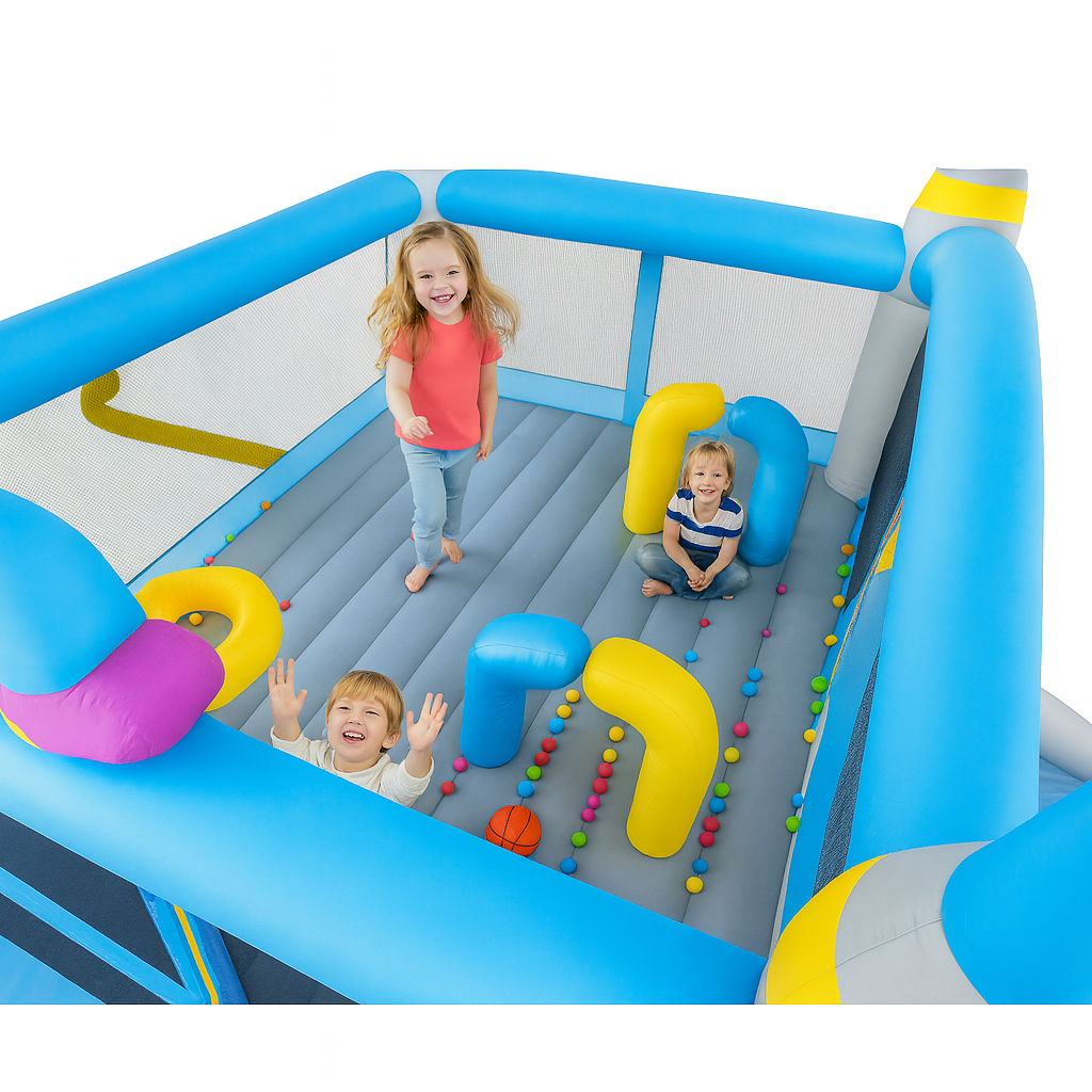 Multifunctional Jump And Slide Kids Inflatable Bouncer With Large 198 X 180 Playhouse And Blower by Wave & Hang