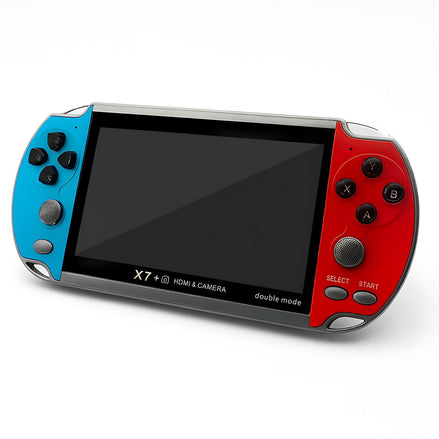 DREAMHAX X7 Plus Handheld Retro Game Console – 10,000+ Preloaded Games, HDMI Output, Dual Player Support (4.3” Screen, Red & Blue)