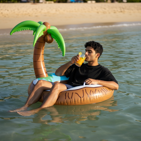 Floatay Extra Large Tropical Palm Tree Pool Float For Adults 48 Inch Coconut Tree Island Lounger by Wave & Hang