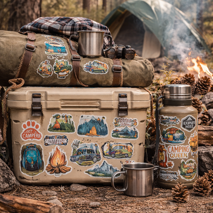 Booppy 50pcs Waterproof Camping Stickers - Aesthetic Adventure Set