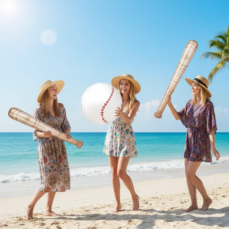 Lewtemi Baseball Beach Set - 3 Inflatable Pieces for Summer Fun