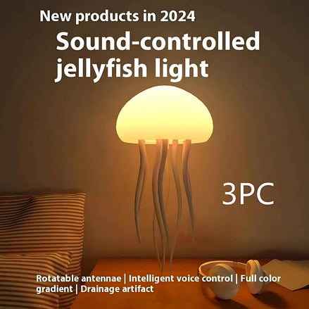 Jellyfish LED Lamp – Sound-Controlled Night Light for Relaxation, Bedroom & Office Decor