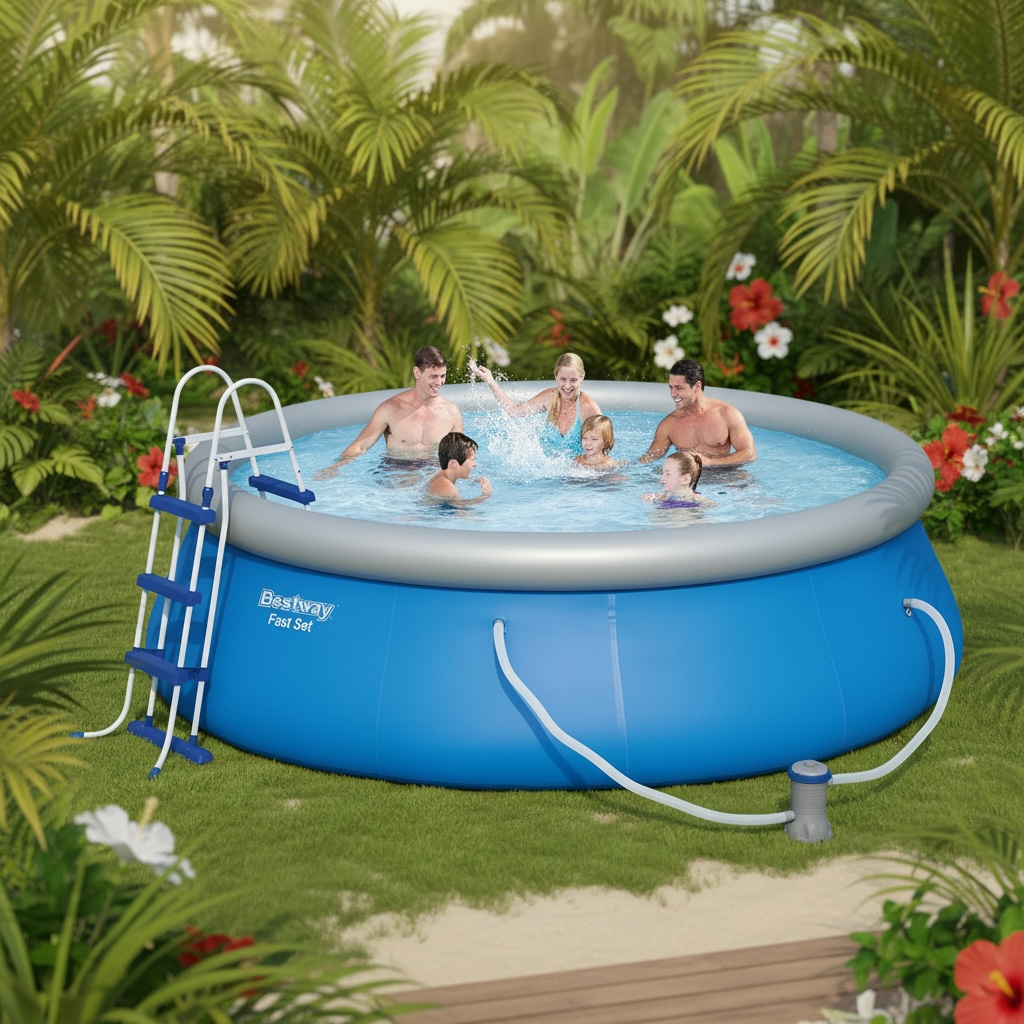 Bestway Inflatable Family Pool 300x76cm Large Above Ground by Wave & Hang