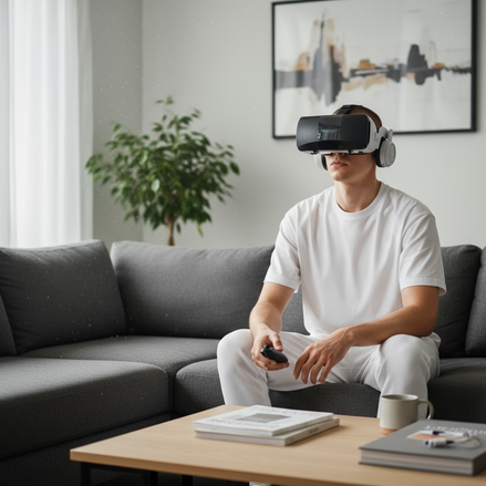 3D VR Smart Glasses – Virtual Reality Headset with Controller & Headphones for iPhone & Android (4.7–7.8”) | HD Eye-Protected 90° FOV VR Goggles