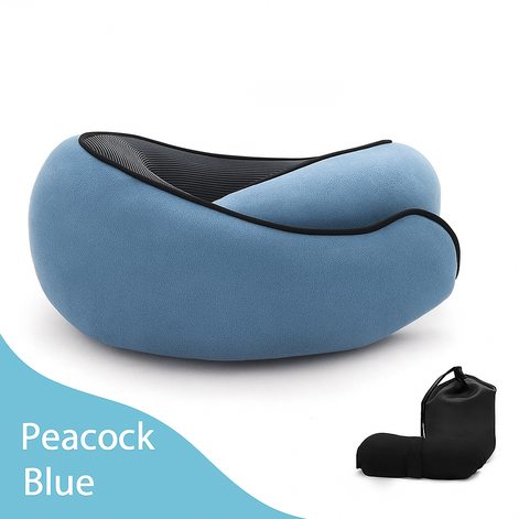 Premium Memory Foam Travel Neck Pillow Ergonomic U Shaped Support For Flights Cars And Office by Wave & Hang