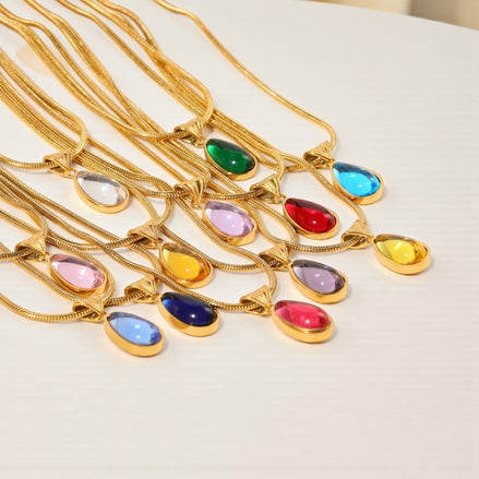 Blue Ocean Drop Necklace – Elegant Water Drop Pendant with Gold Chain | Ocean-Inspired Jewelry Gift for Women, Everyday & Special Occasions