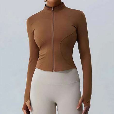 Women’s Fleece-Lined Yoga Jacket – Warm, Stretch & Breathable by Wave & Hang