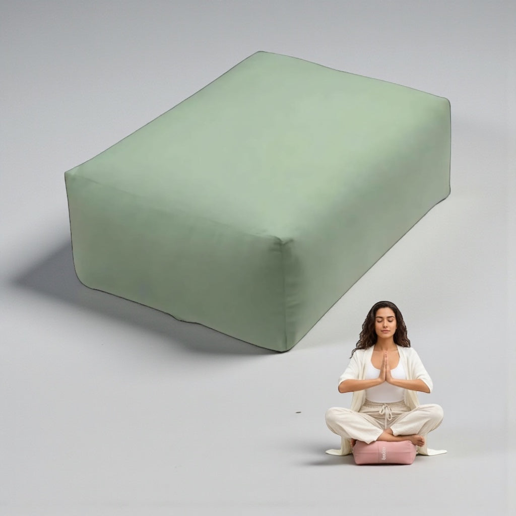 Wellrox Rectangular Yoga Bolster Pillow – 100% Cotton, Firm & Supportive by Wave & Hang