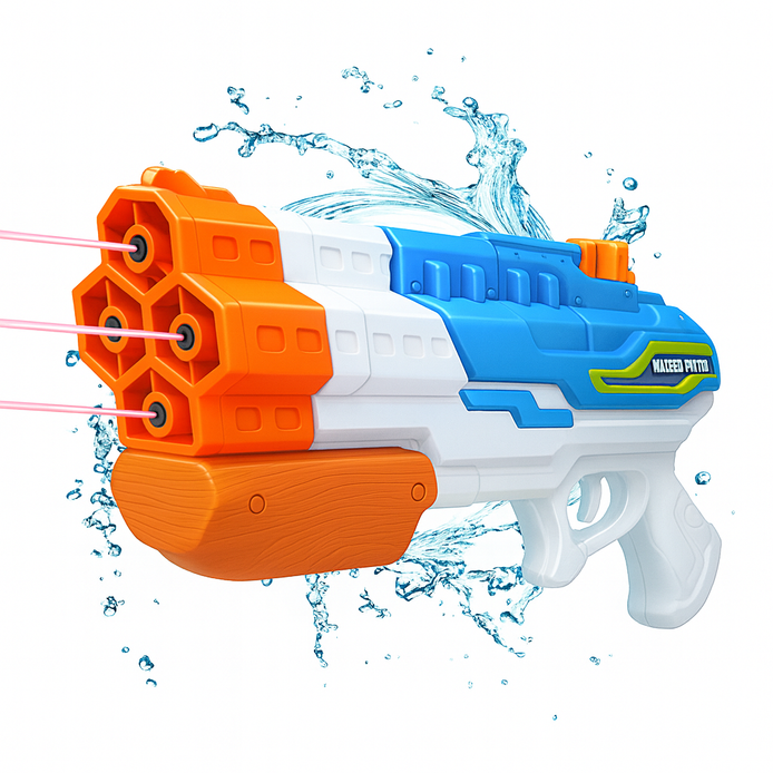 Water Gun Blaster With 4 Nozzles High Pressure Soaker 1150ml Large Capacity For Pool And Beach Fun by Wave & Hang