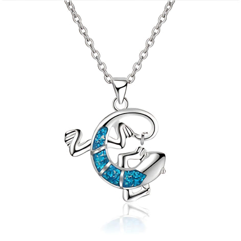 Blue Ocean Turtle Necklace – Elegant Ocean-Inspired Silver Pendant with Adjustable Chain by Wave & Hang