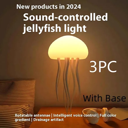 Jellyfish LED Lamp – Sound-Controlled Night Light for Relaxation, Bedroom & Office Decor