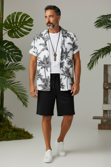 Men's 3D Print Beach Set | Tropical Style & Comfort by Wave & Hang