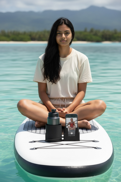 Water Sports Accessory Bracket – Phone & Drink Holder for Paddleboard, Kayak, Canoe & Surfboard by Wave & Hang