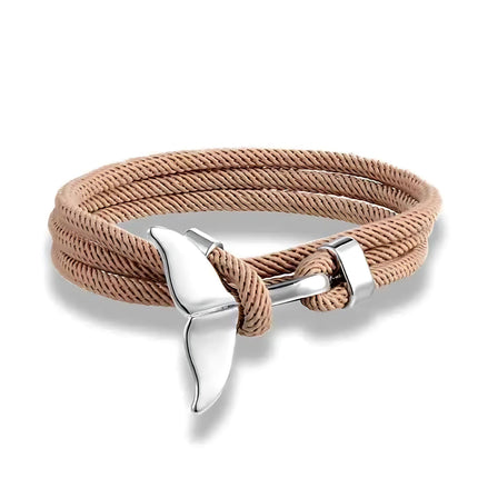 Ocean Whale Tail Anchor Bracelet – Adjustable Nautical Rope Bracelet for Couples & Ocean Lovers