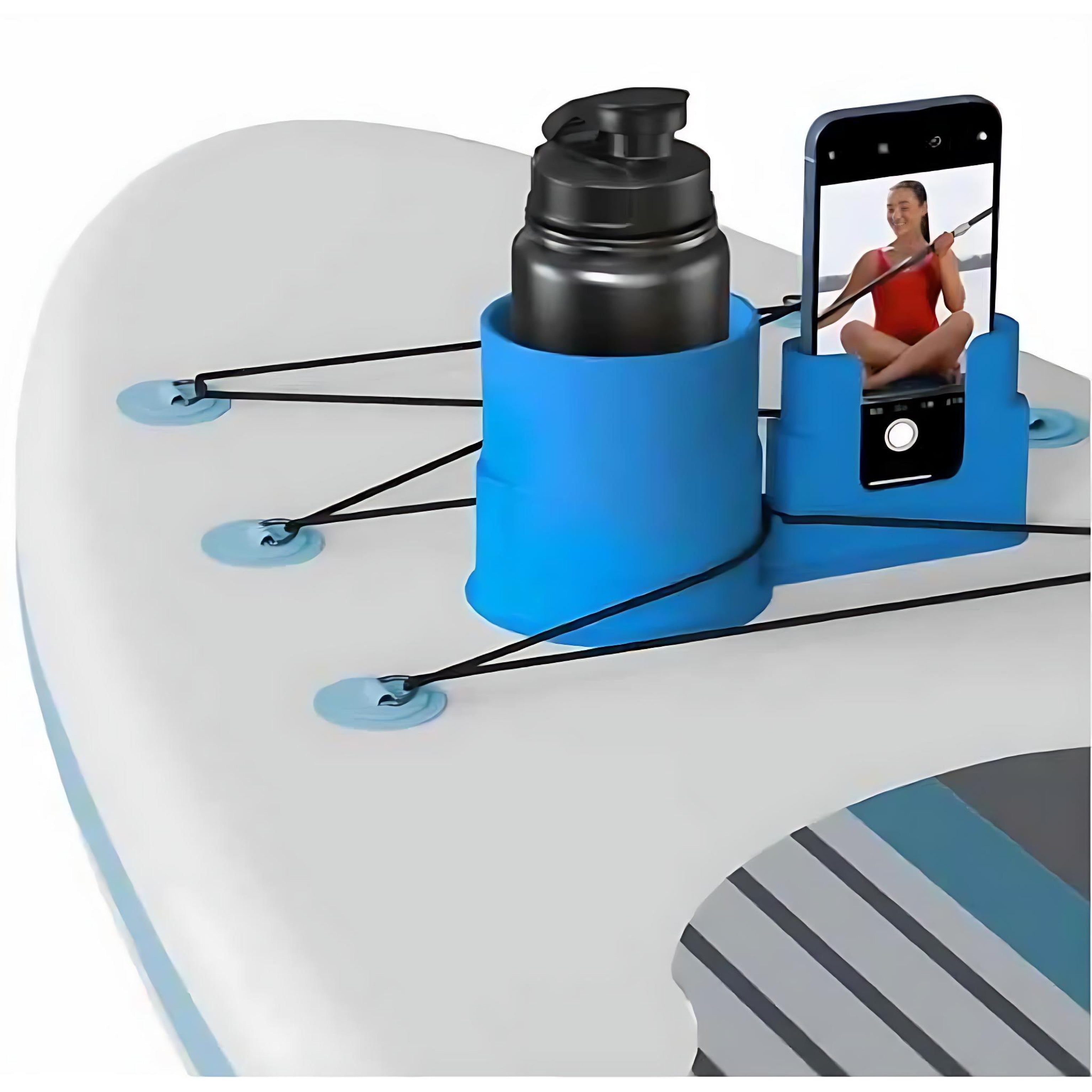 Water Sports Accessory Bracket – Phone & Drink Holder for Paddleboard, Kayak, Canoe & Surfboard by Wave & Hang