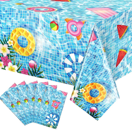 Riakrum Summer Beach Tablecloths - 6 Pcs Vibrant Pool Party Covers