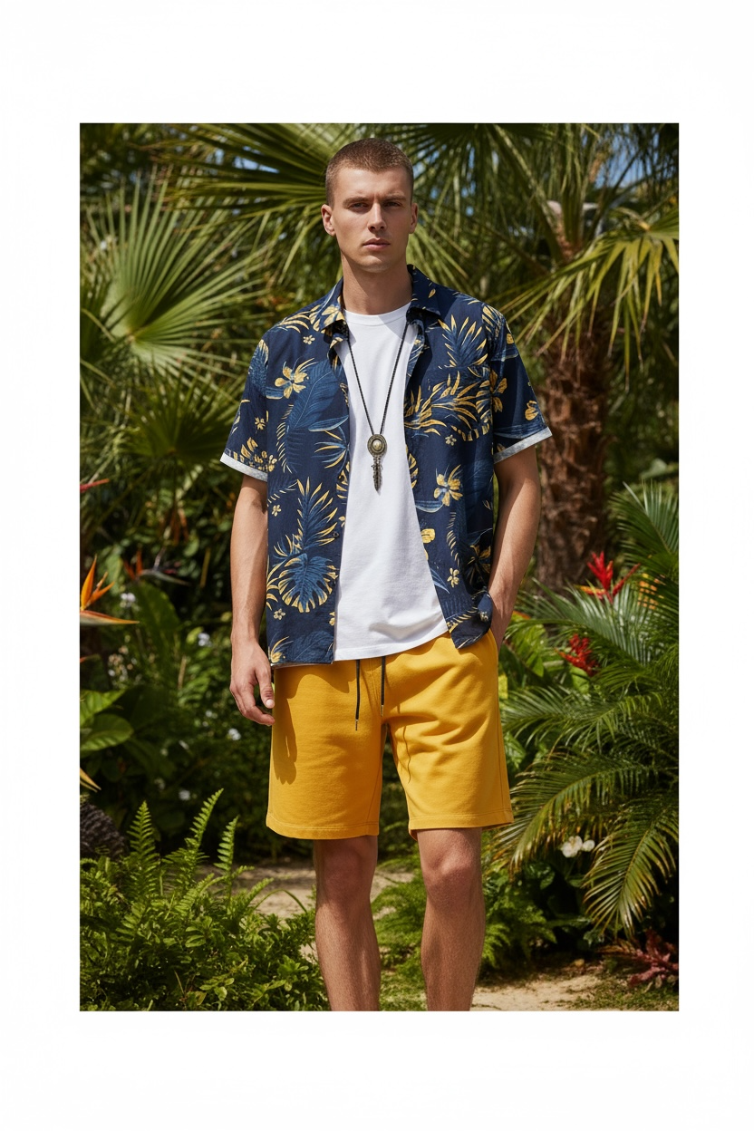 Men's 3D Print Beach Set | Tropical Style & Comfort by Wave & Hang