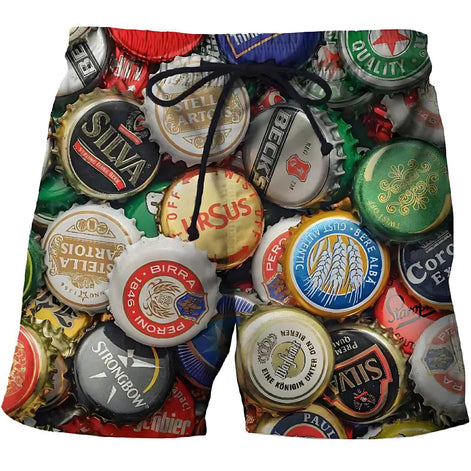 Waterdrop 3D Printed Beach Shorts with Pockets – Cotton Comfort by Wave & Hang