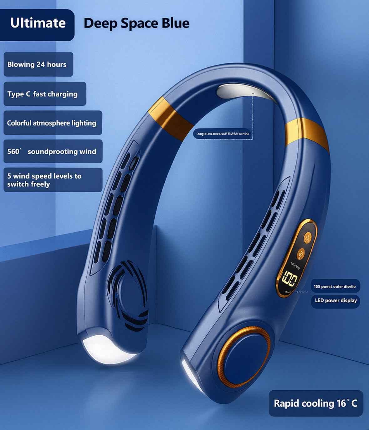 Portable USB Neck Fan – Hands-Free Rechargeable Cooling Device