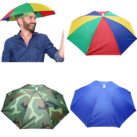 3 Pack Waterproof Umbrella Hats | Hands-Free Sun & Rain Protection Headwear for Adults, Outdoor Sports, Beach & Hiking