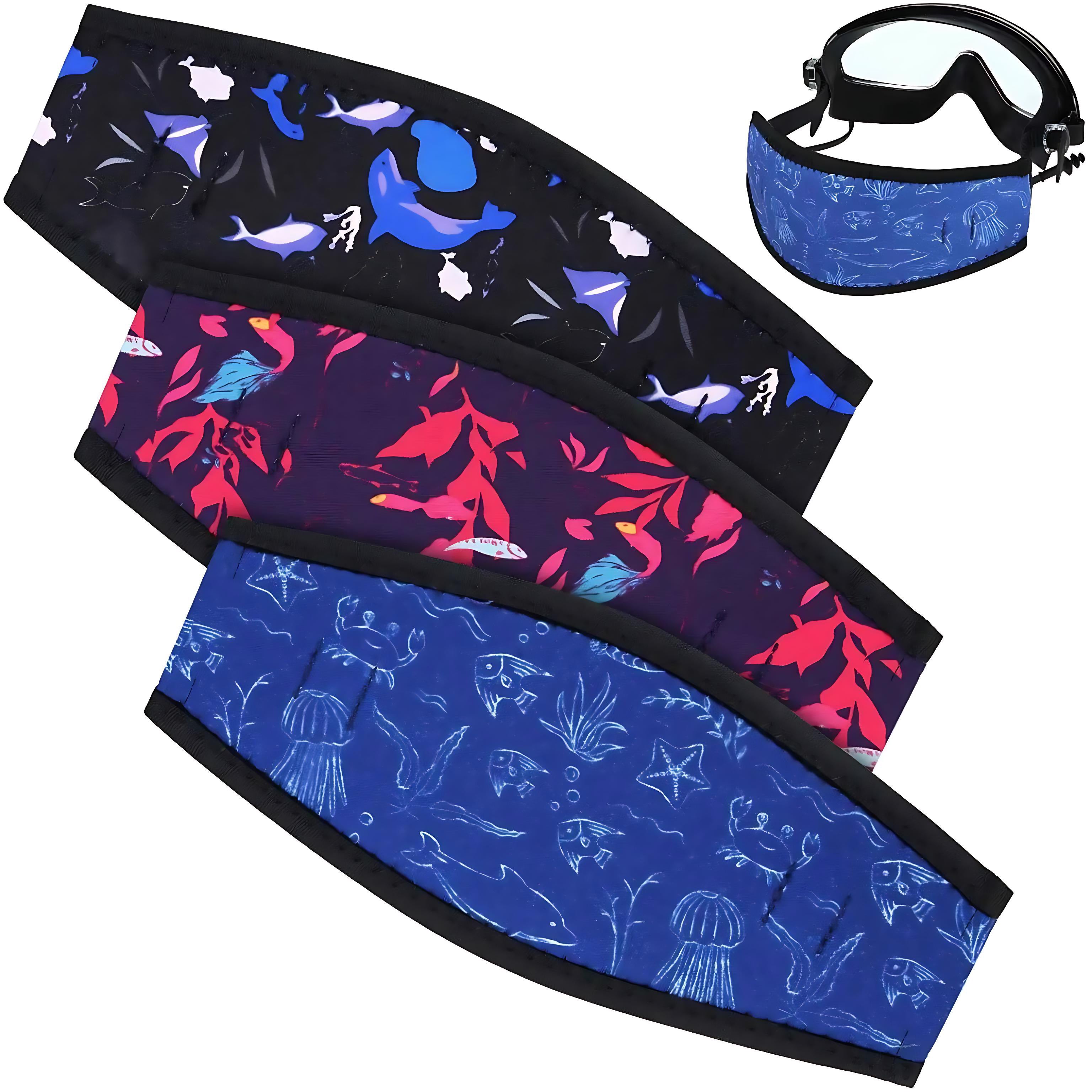 Skylety 3 Pack Neoprene Diving Mask Strap Covers Anti Hair Pull by Wave & Hang