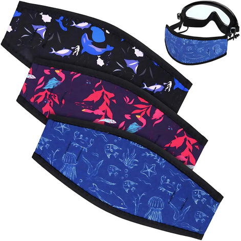 Skylety 3 Pack Neoprene Diving Mask Strap Covers Anti Hair Pull by Wave & Hang