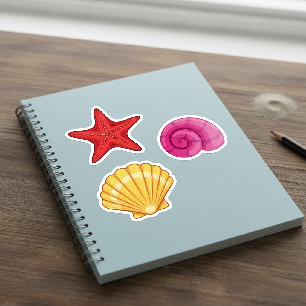 50 PCS Waterproof Ocean Shell Graffiti Stickers | Aesthetic Beach Waterproof Decals