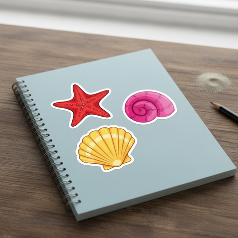 50 PCS Waterproof Ocean Shell Graffiti Stickers | Aesthetic Beach Waterproof Decals