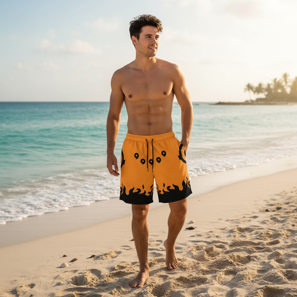 Anime Print Beach Shorts – Bold Style for Summer Fun! by Wave & Hang