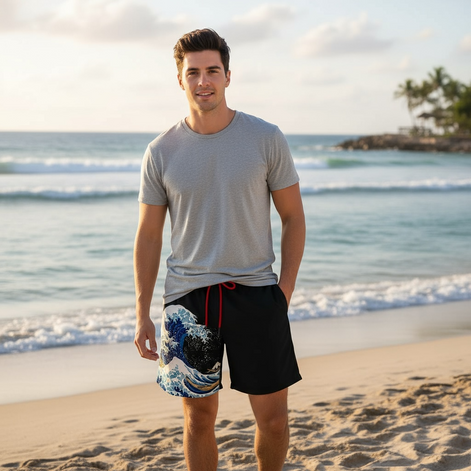 Anime Print Beach Shorts – Bold Style for Summer Fun! by Wave & Hang