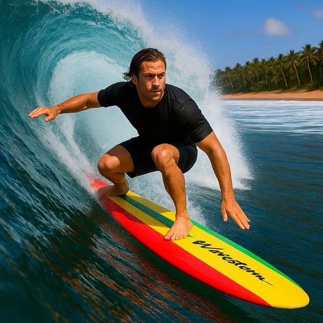 Wavestorm 8ft Soft Top Surfboard Rasta Edition Complete Package by Wave & Hang