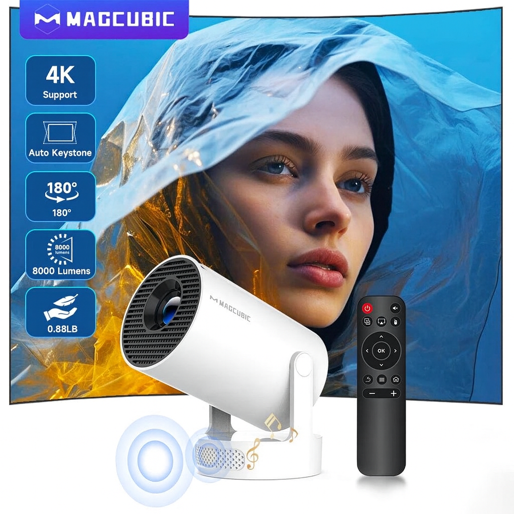 CosyCove 4K Mini Projector Portable WiFi 6 BT5 Android 11 by Wave & Hang