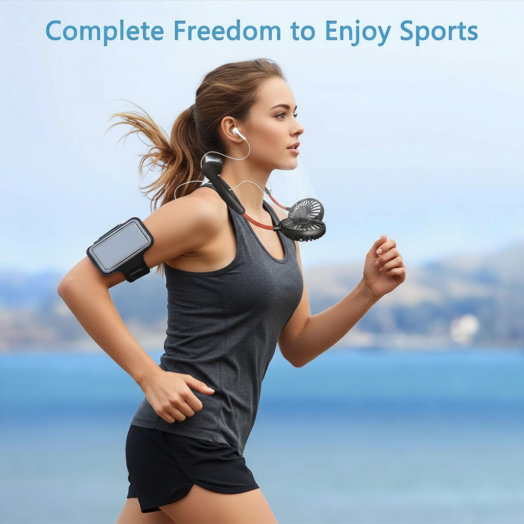 Portable USB Neck Fan – Hands-Free Mini Cooling Fan for Students, Travel & Outdoor Use by Wave & Hang