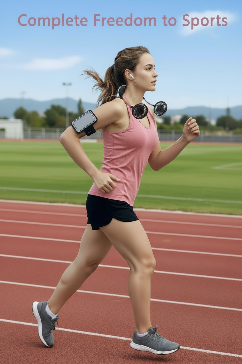 Portable USB Neck Fan – Hands-Free Mini Cooling Fan for Students, Travel & Outdoor Use by Wave & Hang