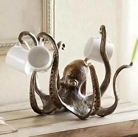 Resin Octopus Mug Holder 🐙 Unique Coastal Kitchen & Table Decor by Wave & Hang