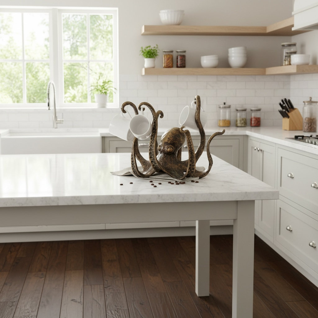 Resin Octopus Mug Holder 🐙 Unique Coastal Kitchen & Table Decor by Wave & Hang