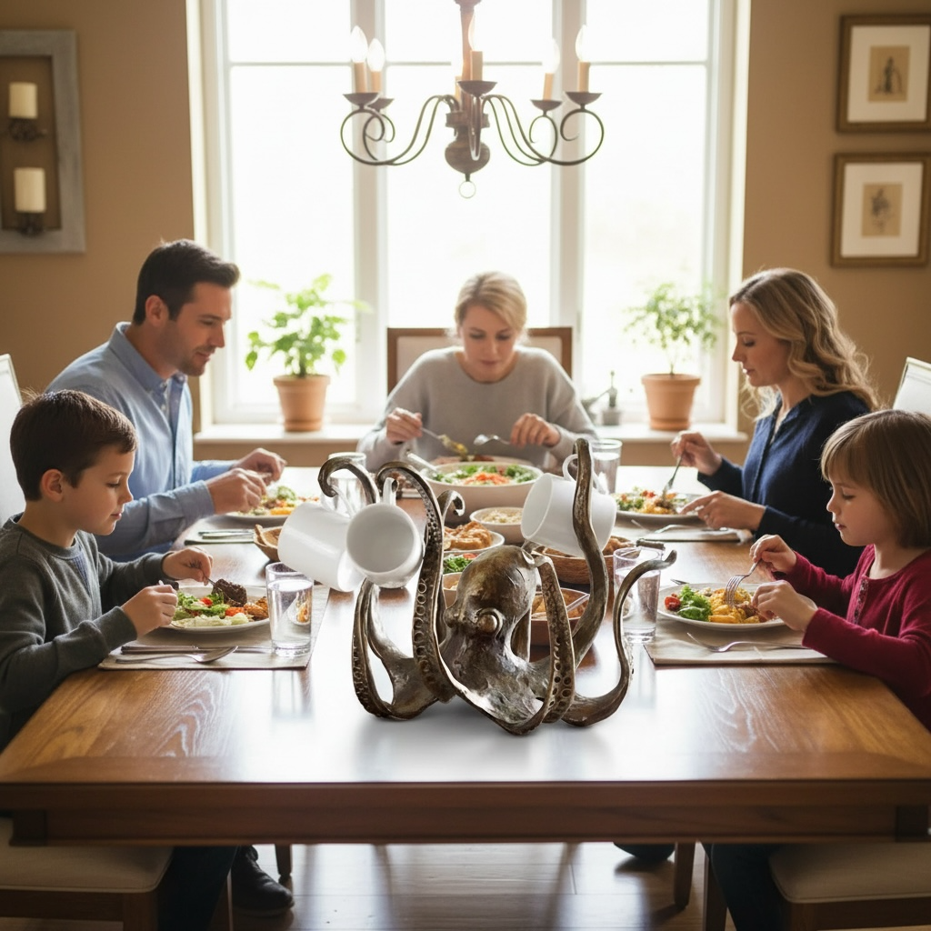 Resin Octopus Mug Holder 🐙 Unique Coastal Kitchen & Table Decor by Wave & Hang