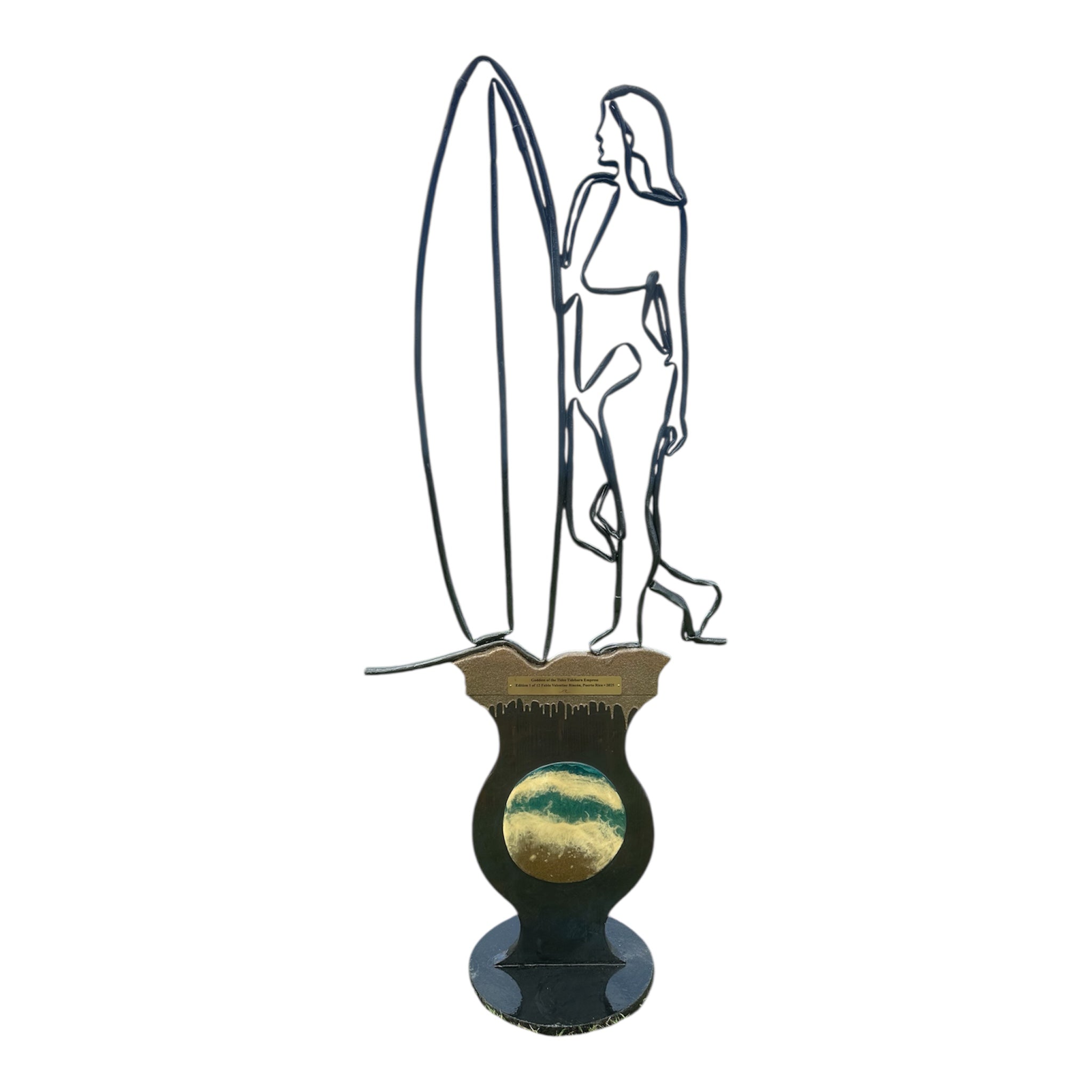 Goddess Of The Tides Tideborn Empress Limited Edition One Line Resin And Wood Sculpture by Wave & Hang