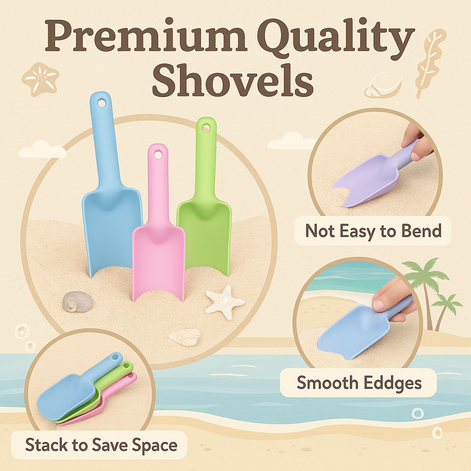 Foldable Beach Bucket & Shovel Set With Mesh Bag For Kids by Wave & Hang