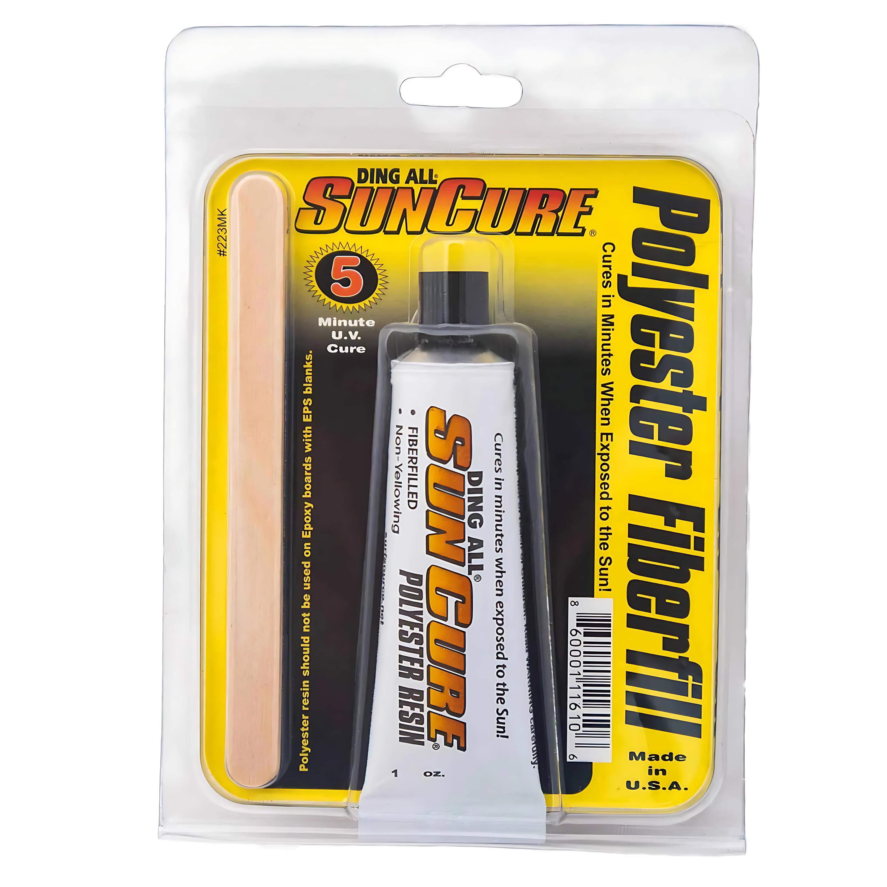 Sun Cure 1oz Fiberfill Mini Kit with Sandpaper - Quick Surfboard Repair