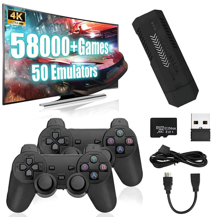 KINMRIS X2 Plus 4K Game Stick with 58,000 Games & Wireless Controllers